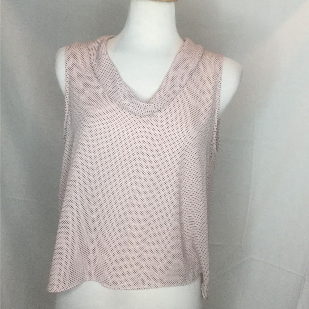 Zara Basic Polka Dot Drape Front Blouse Size L - image 2